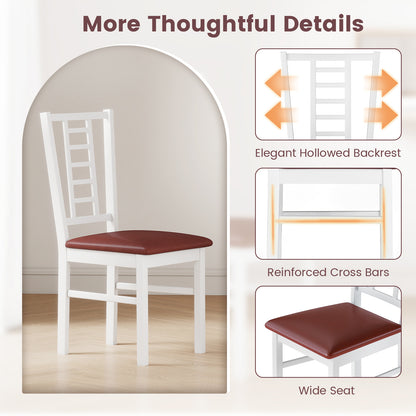 PU Leather Upholstered Wood Dining Chairs Set of 4, White Dining Chairs at Gallery Canada