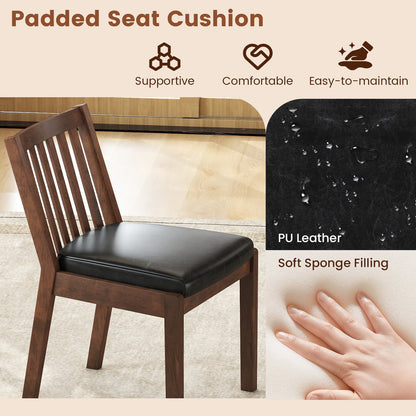PU Leather Upholstered Dining Chair with Padded Seat Set of 2, Espresso Dining Chairs at Gallery Canada