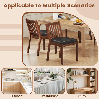 PU Leather Upholstered Dining Chair with Padded Seat Set of 2, Espresso Dining Chairs at Gallery Canada