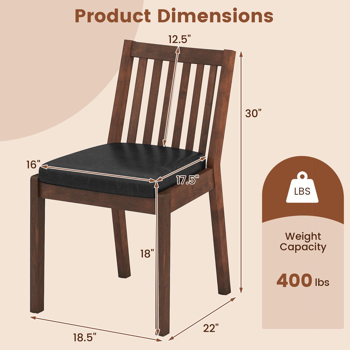PU Leather Upholstered Dining Chair with Padded Seat Set of 2, Espresso Dining Chairs at Gallery Canada