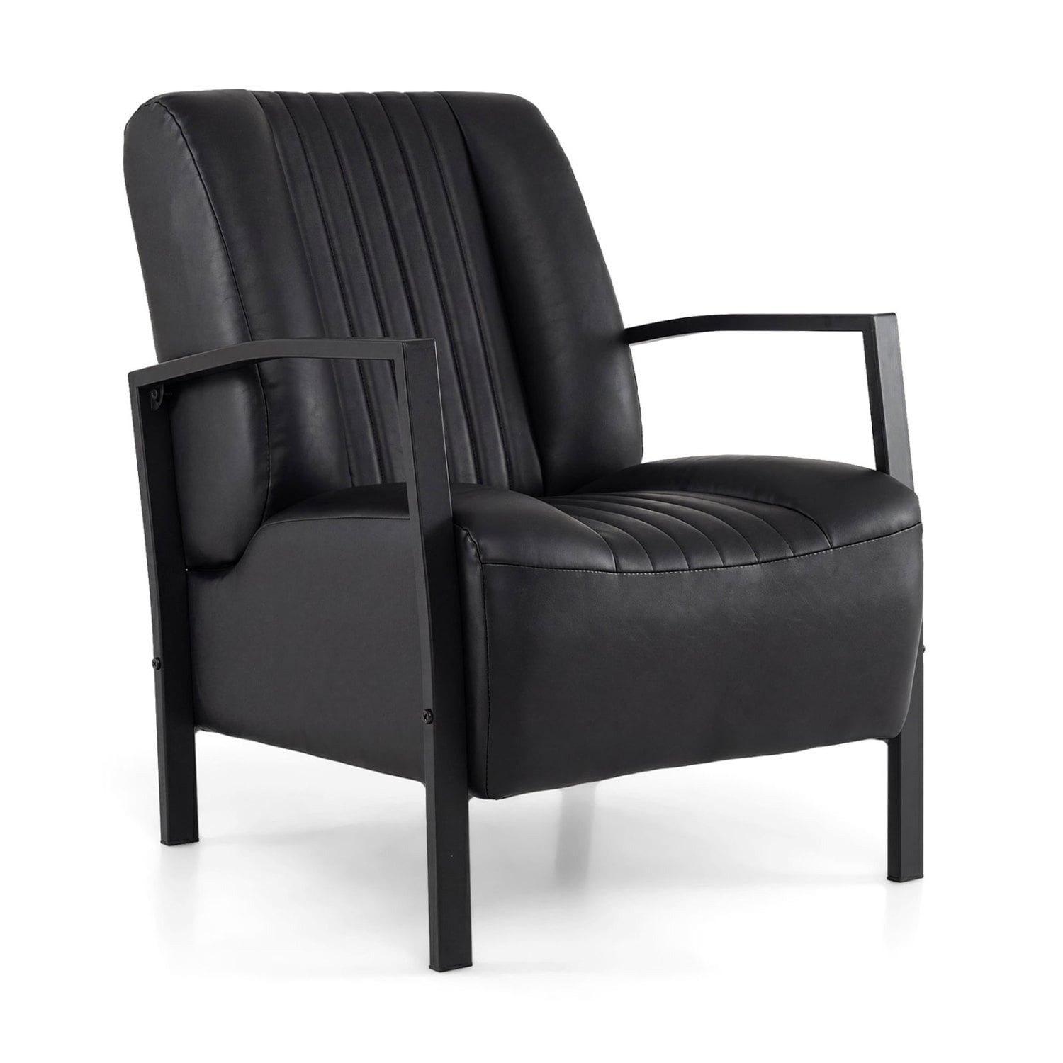 PU Leather Upholstered Armchair Accent Chairs Black at Gallery Canada