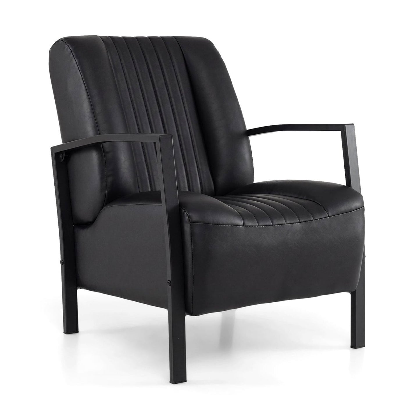 PU Leather Upholstered Armchair Accent Chairs Black at Gallery Canada