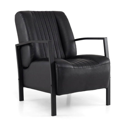 PU Leather Upholstered Armchair Accent Chairs Black at Gallery Canada