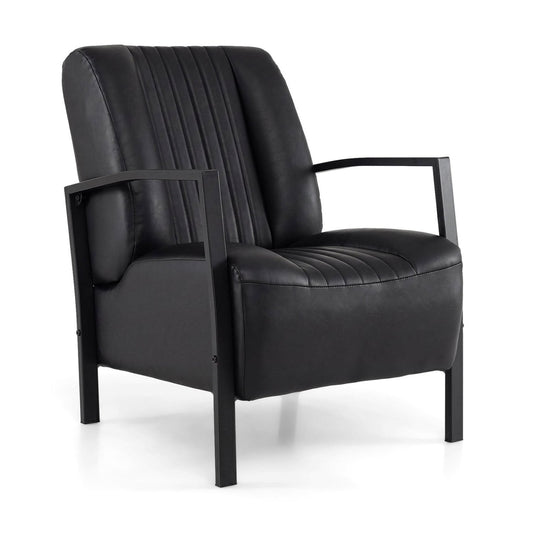 PU Leather Upholstered Armchair Accent Chairs Black at Gallery Canada