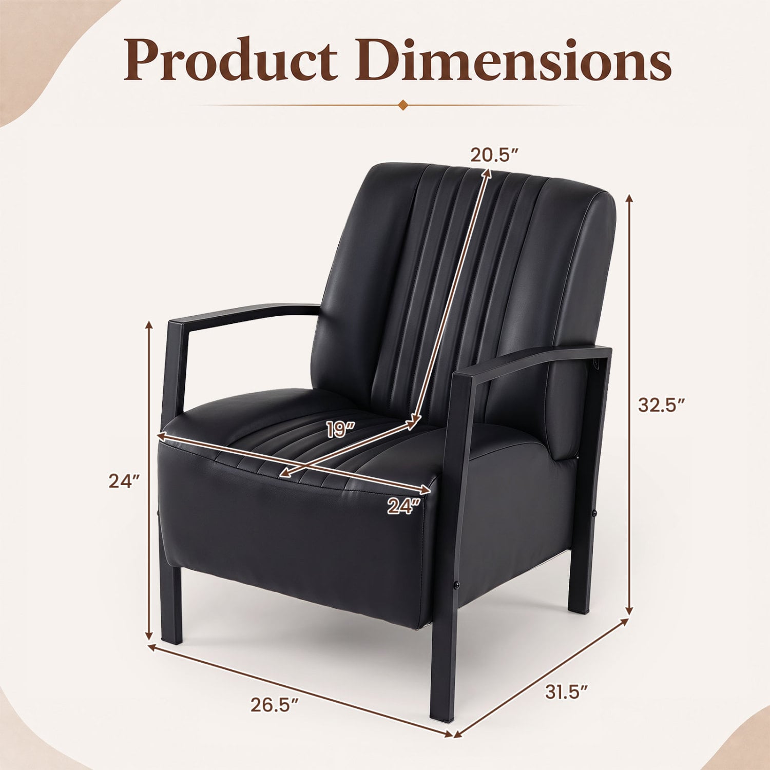 PU Leather Upholstered Armchair Accent Chairs at Gallery Canada