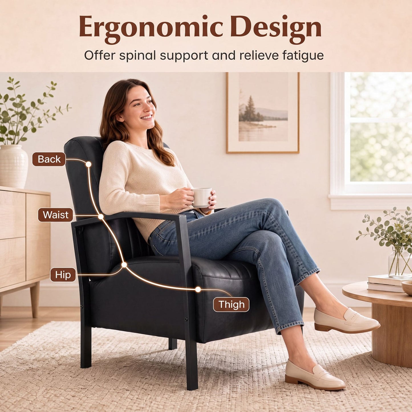 PU Leather Upholstered Armchair Accent Chairs at Gallery Canada