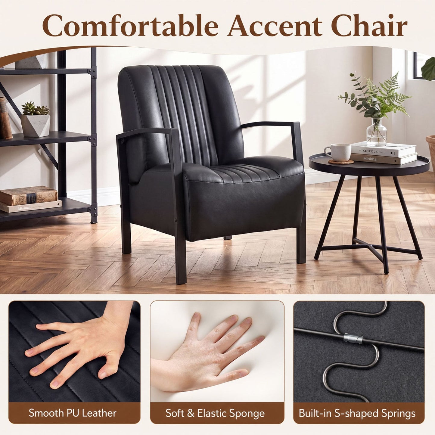 PU Leather Upholstered Armchair Accent Chairs at Gallery Canada