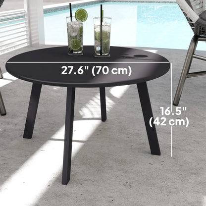 Table d'appoint extérieure ronde, cadre en métal, patins antidérapants, noir