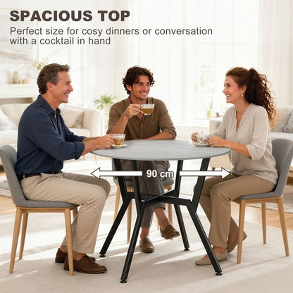 35" Round Dining Table, Steel Frame, Small Kitchen Table, Grey Dining Tables at Gallery Canada