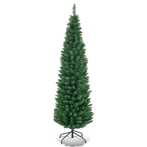 PVC Artificial Slim Pencil Christmas Tree, 5', Green