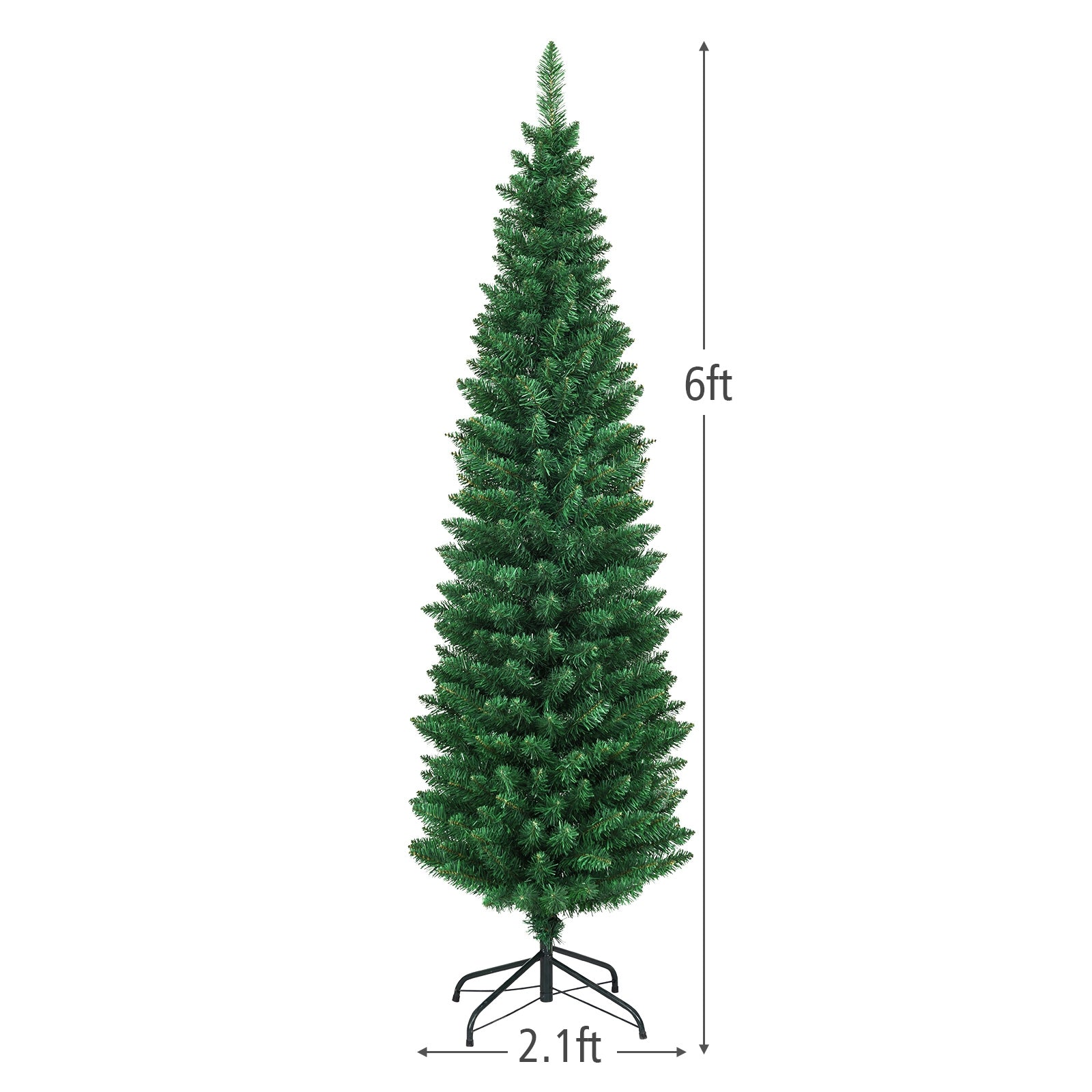 PVC Artificial Slim Pencil Christmas Tree, 6', Green Christmas Tree at Gallery Canada