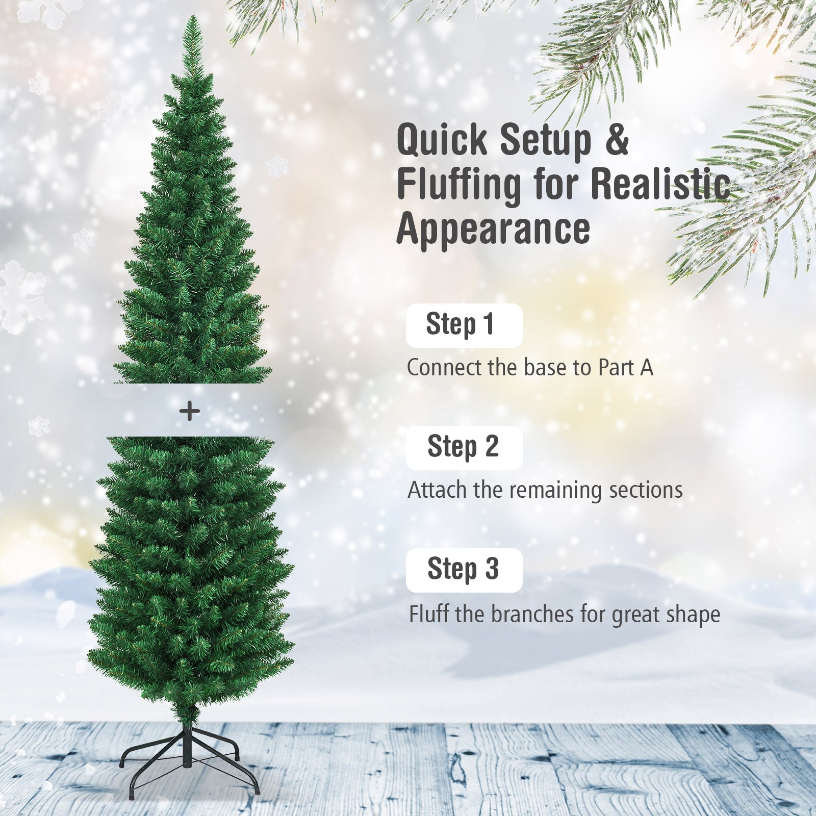 PVC Artificial Slim Pencil Christmas Tree, 6', Green Christmas Tree at Gallery Canada
