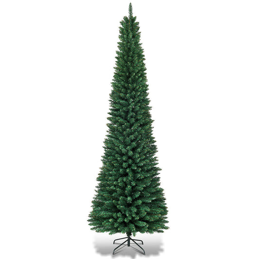 Arbre de Noël artificiel fin en PVC, 7', vert