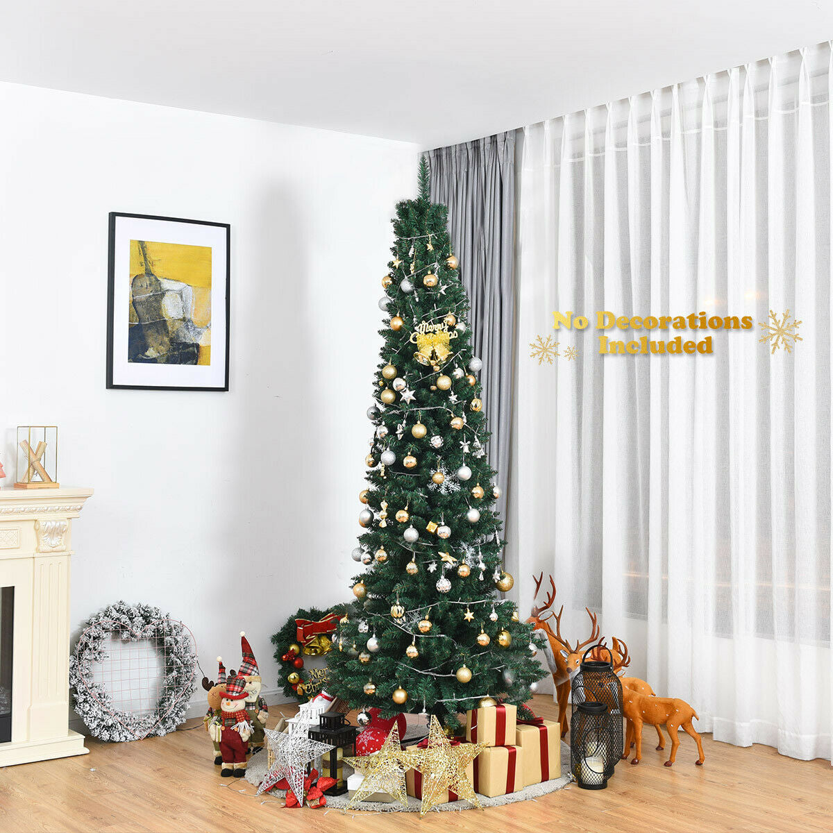 PVC Artificial Slim Pencil Christmas Tree, 7', Green Christmas Tree at Gallery Canada