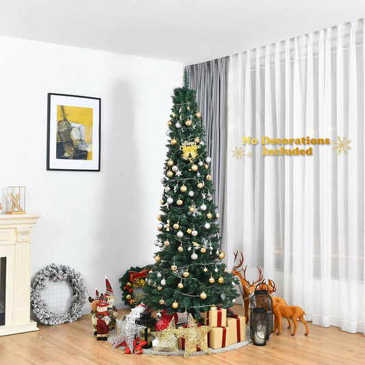 Arbre de Noël artificiel fin en PVC, 7', vert