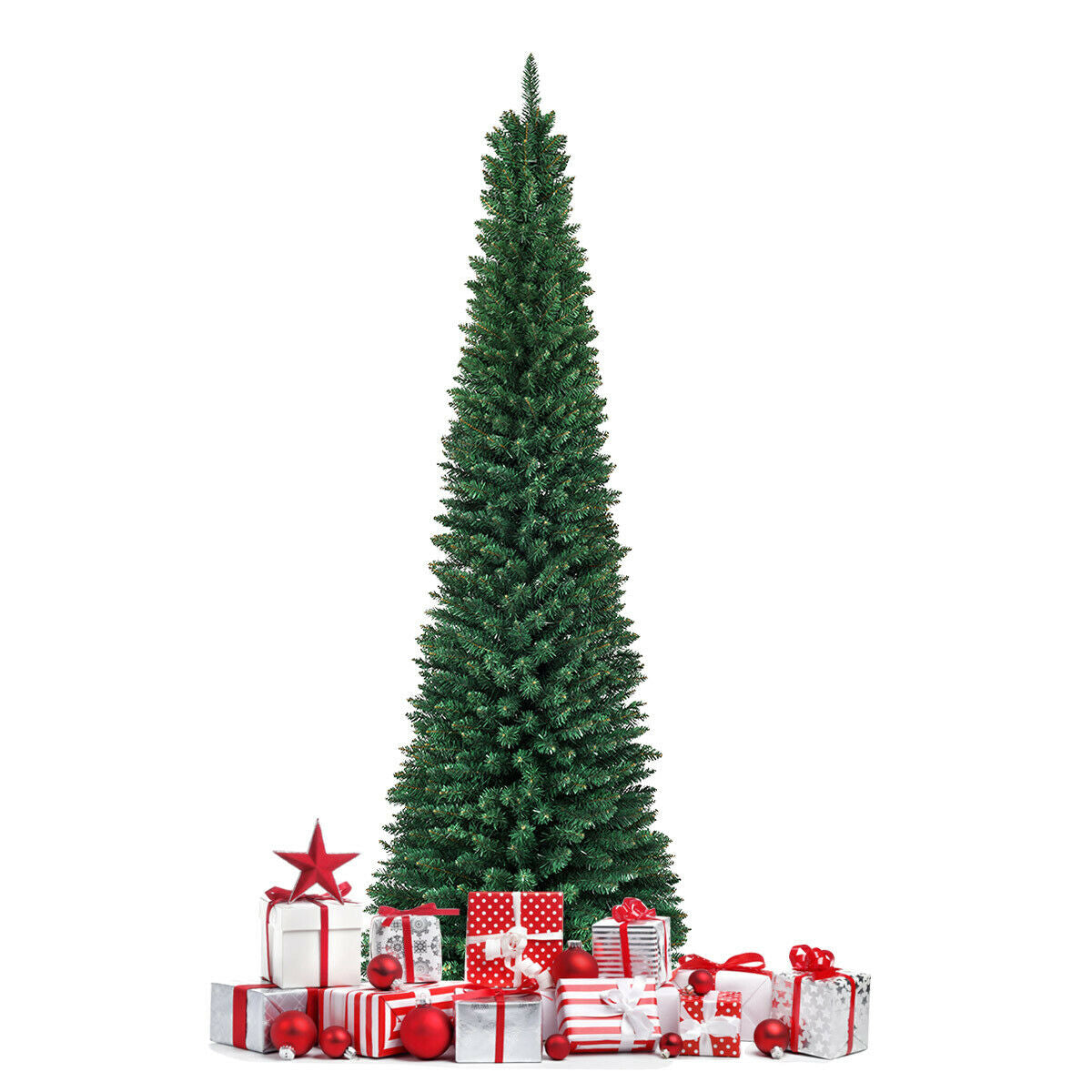 PVC Artificial Slim Pencil Christmas Tree, 7', Green Christmas Tree at Gallery Canada