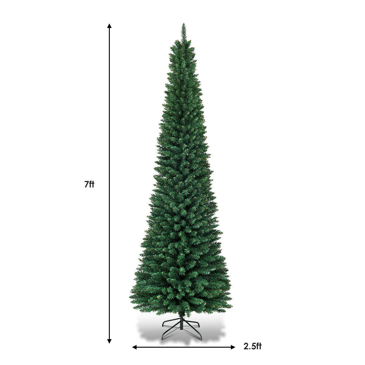 PVC Artificial Slim Pencil Christmas Tree, 7', Green Christmas Tree at Gallery Canada
