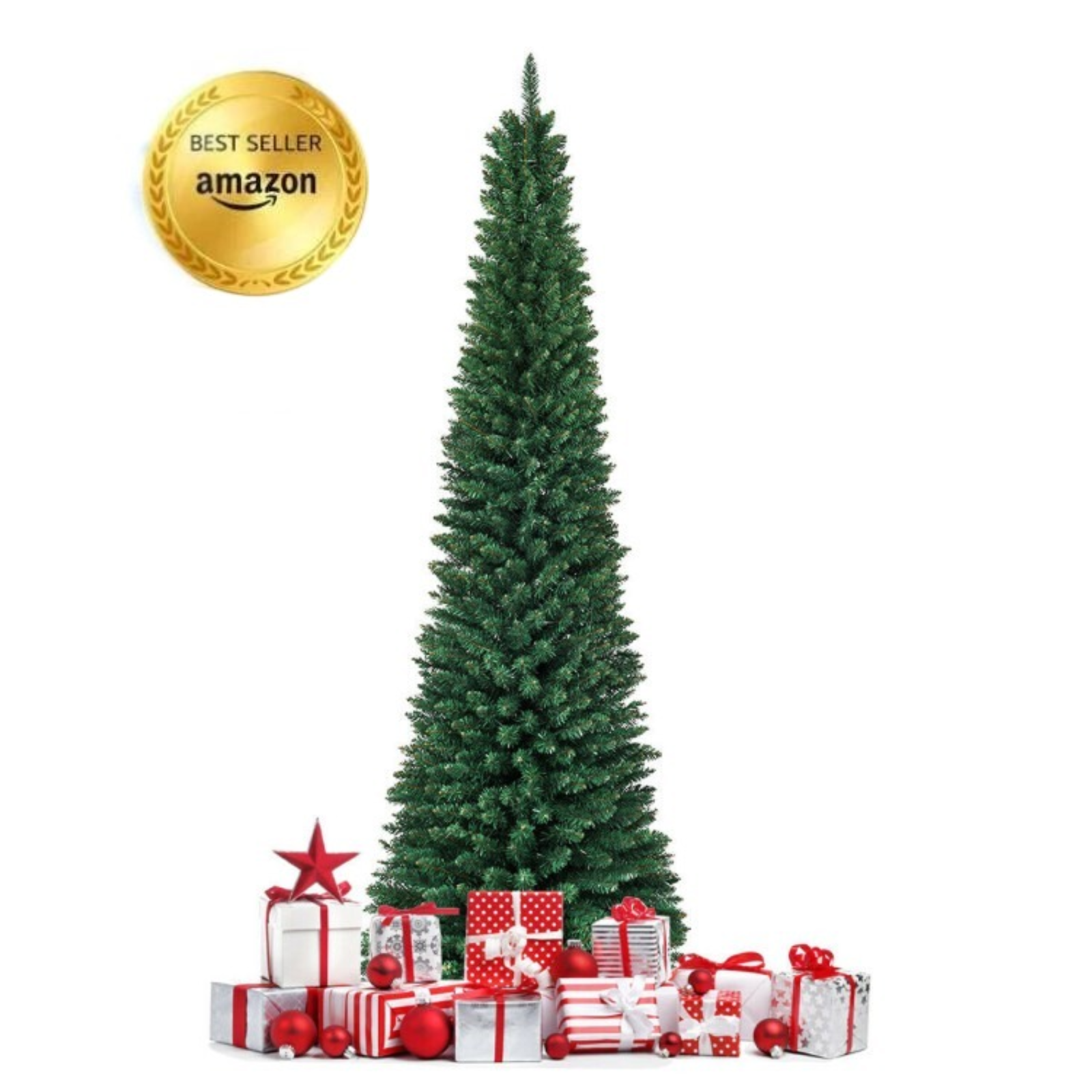 PVC Artificial Slim Pencil Christmas Tree, 7', Green Christmas Tree at Gallery Canada