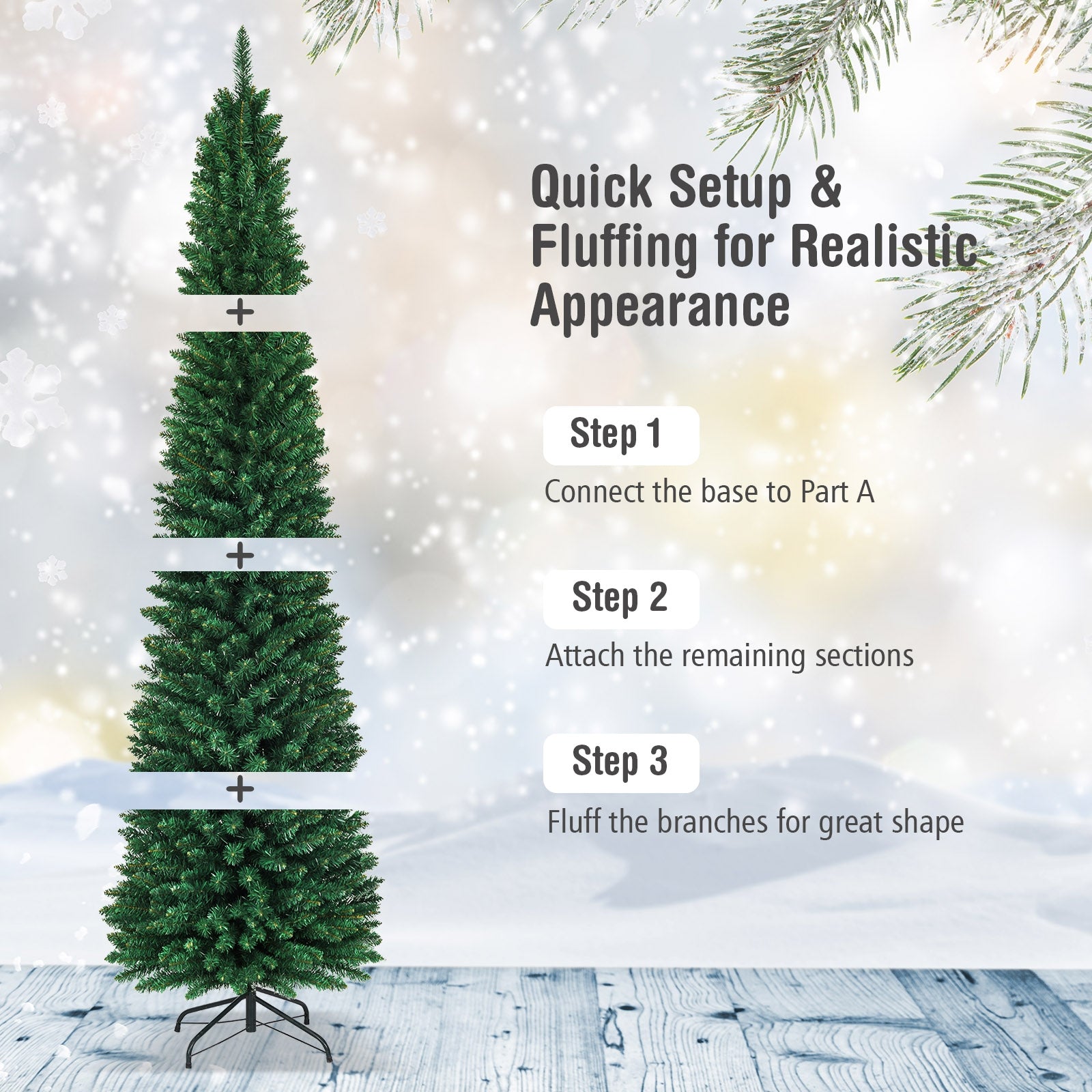 PVC Artificial Slim Pencil Christmas Tree, 8 Feet, Green Christmas Tree at Gallery Canada