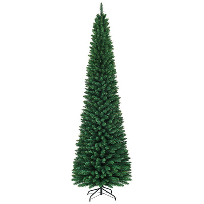 PVC Artificial Slim Pencil Christmas Tree, 9', Green