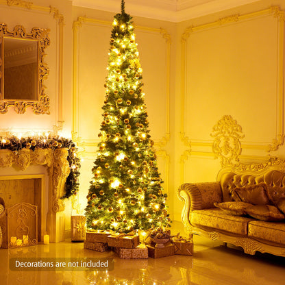 PVC Artificial Slim Pencil Christmas Tree, 9', Green