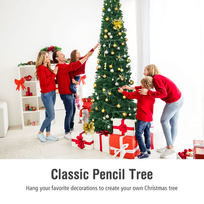 PVC Artificial Slim Pencil Christmas Tree, 9', Green