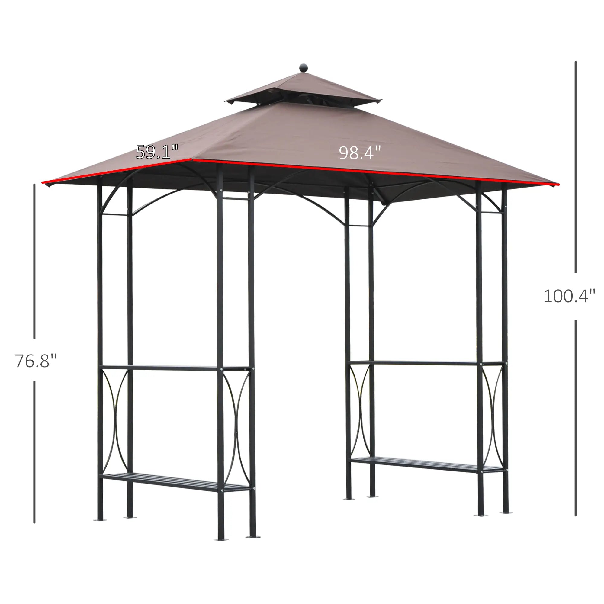 8' x 5' Grill Gazebo, Double Tiered Tent Pavilion, Garden Sun Shade BBQ Grill Gazebos at Gallery Canada
