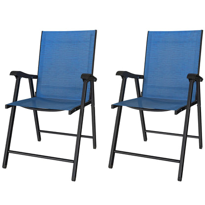 Folding Patio Chairs Set Of 2, High Back Outdoor Dining Chairs, Blue Patio Chairs Blue at Gallery Canada