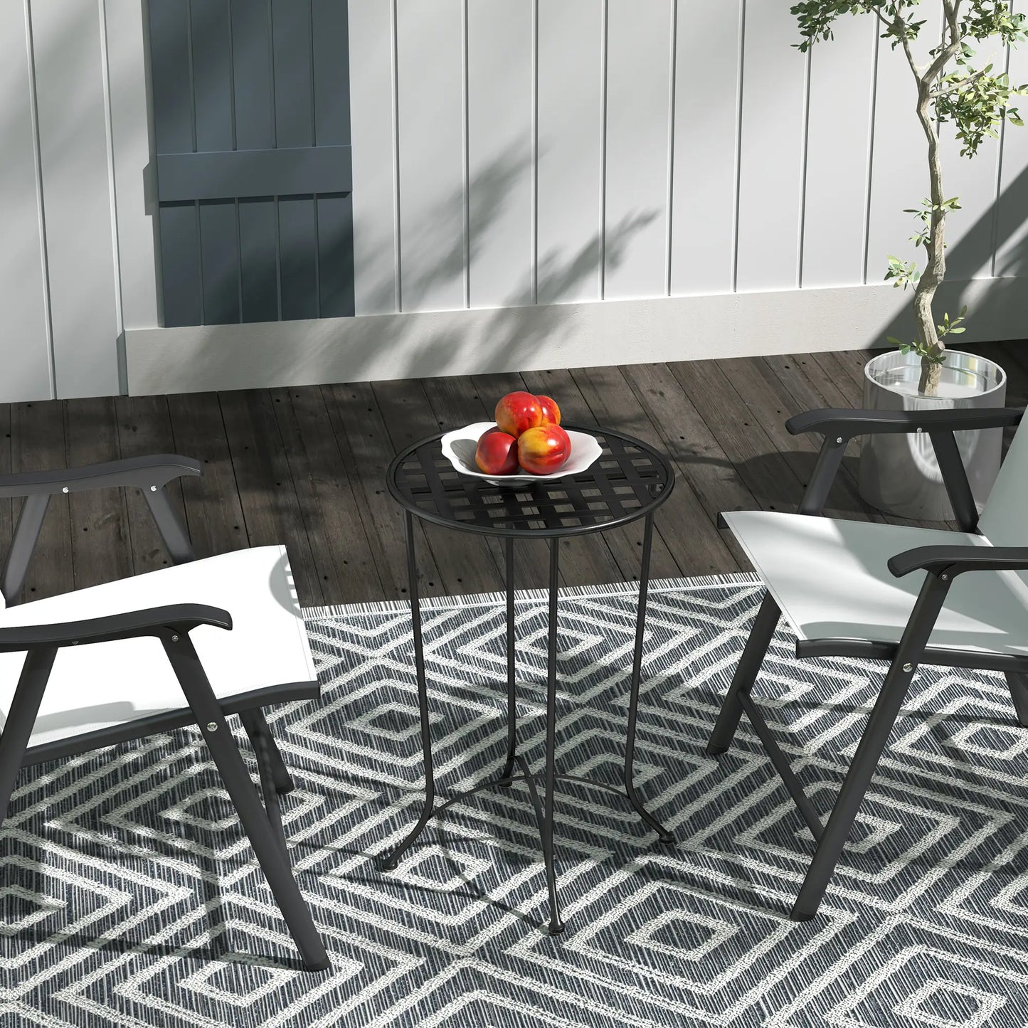 16" Round Outdoor Table, Metal Side Table, Black Patio Dinning Tables at Gallery Canada