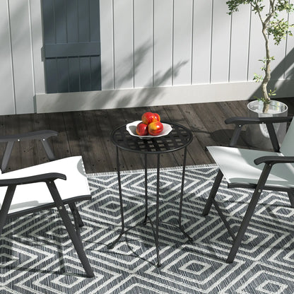 16" Round Outdoor Table, Metal Side Table, Black Patio Dinning Tables at Gallery Canada