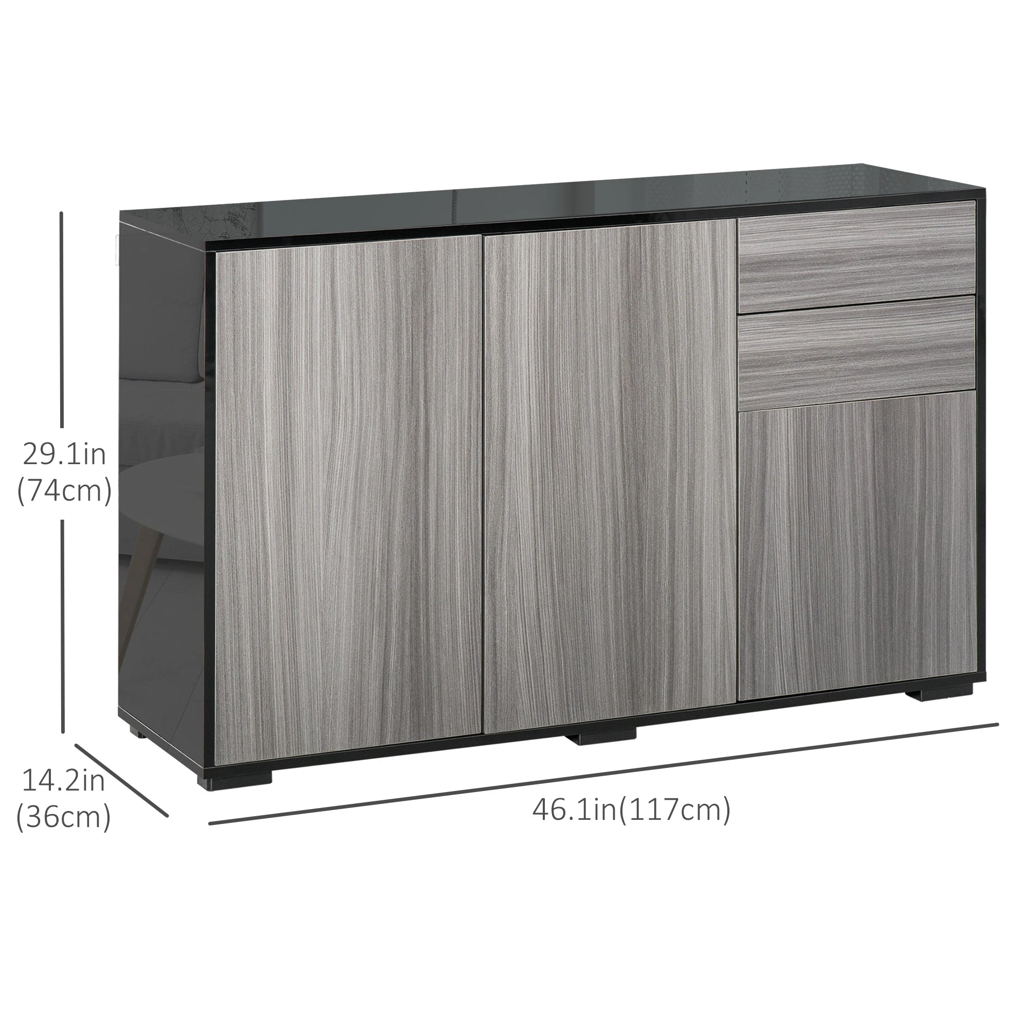 Modern Kitchen Sideboard, Coffee Bar Cabinet with 2 Drawers, Black Bar Cabinets at Gallery Canada