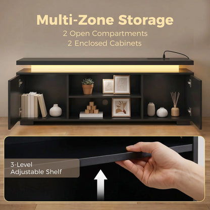 TV Stand For TVs Up To 60 Inch, Modern Entertainment Center With LED Lights, LED Lights TV Stands at Gallery Canada