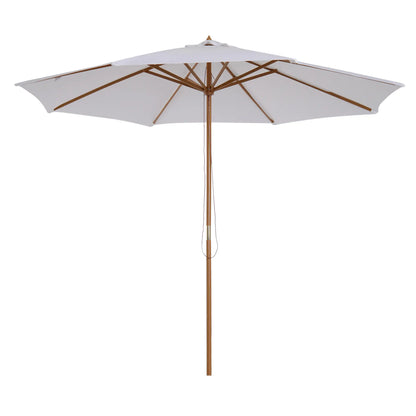 10' x 8' Bamboo Round Patio Umbrella, White Sun Umbrellas at Gallery Canada