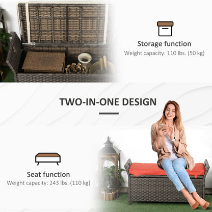 2-In-1 Outdoor PE Rattan Storage Bench, 29 Gallon, Red Patio Storage Boxes at Gallery Canada