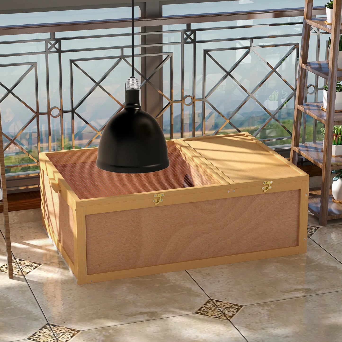 Wooden Tortoise Enclosure, Two Room Design, Indoor Use, 37" x 25" x 13", Nature Wood Houses & Habitats at Gallery Canada