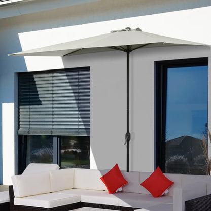 8ft Half Umbrella, Outdoor Balcony Parasol, 5 Ribs, Beige Sun Umbrellas at Gallery Canada