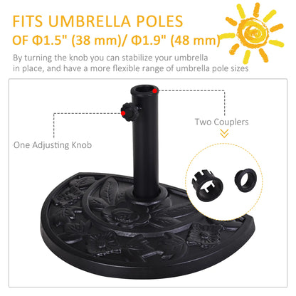 20 lbs Half Round Patio Umbrella Base, 20", For Φ1.5", Φ1.9" Pole, Black Umbrella Bases at Gallery Canada