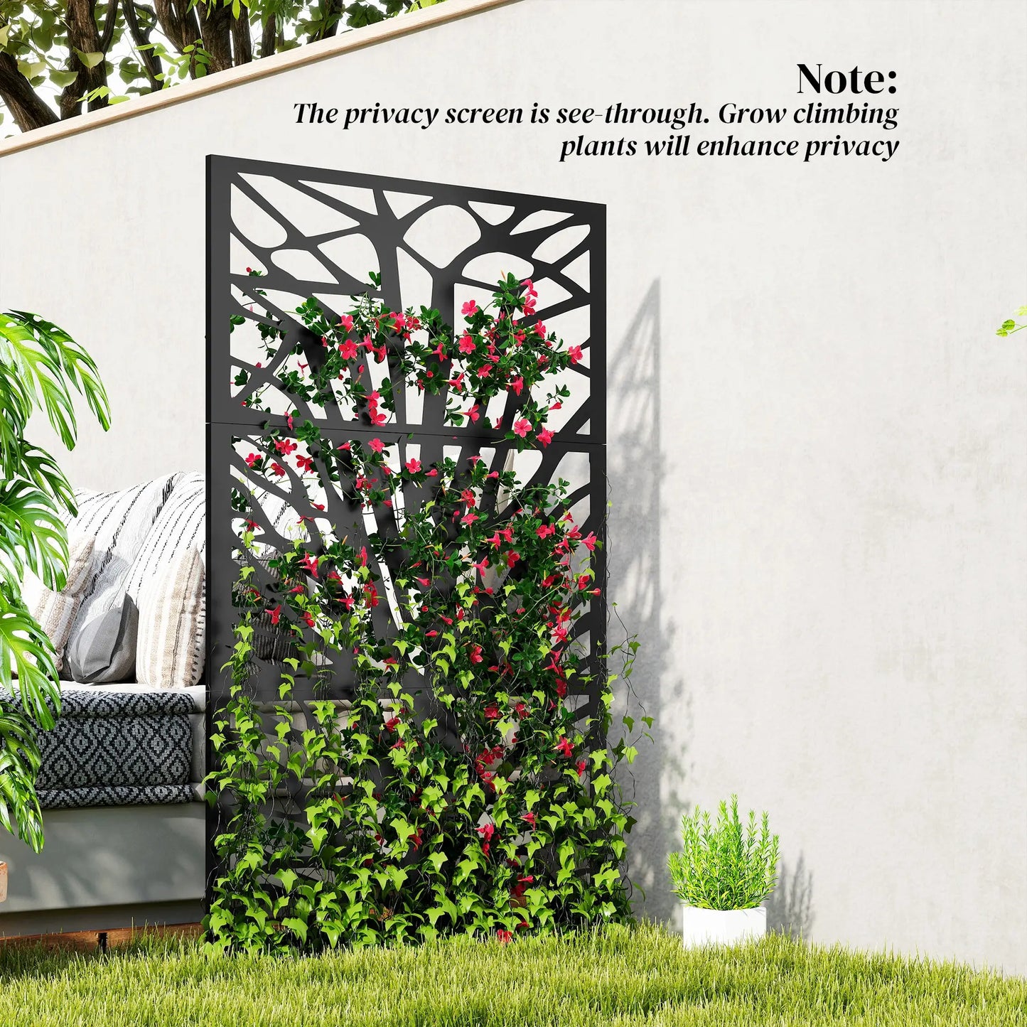 Metal Outdoor Privacy Screen, 72"x38", Black Side Awnings at Gallery Canada
