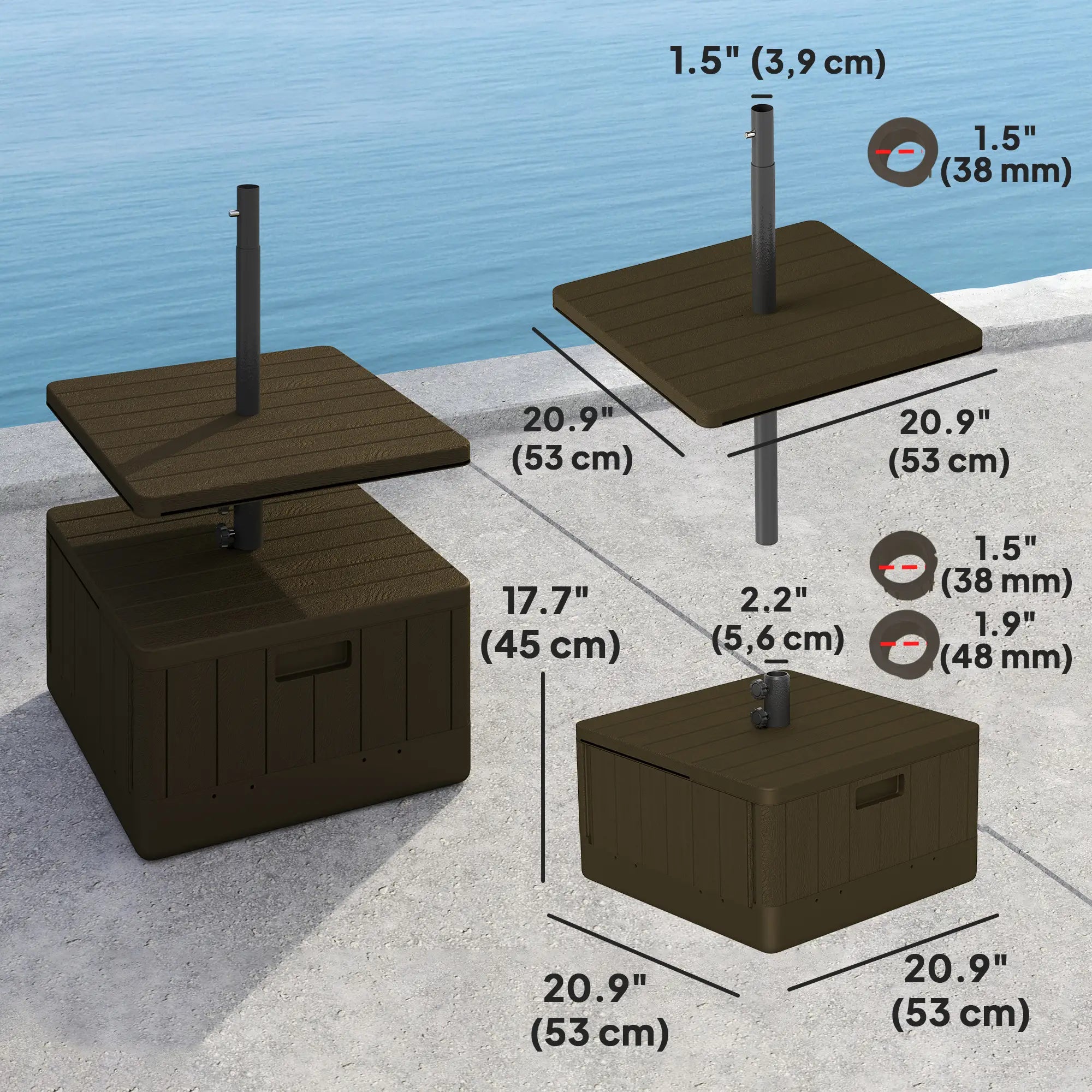 Heavy Duty Umbrella Base With Wheels, Table Tray, Brown Umbrella Bases at Gallery Canada