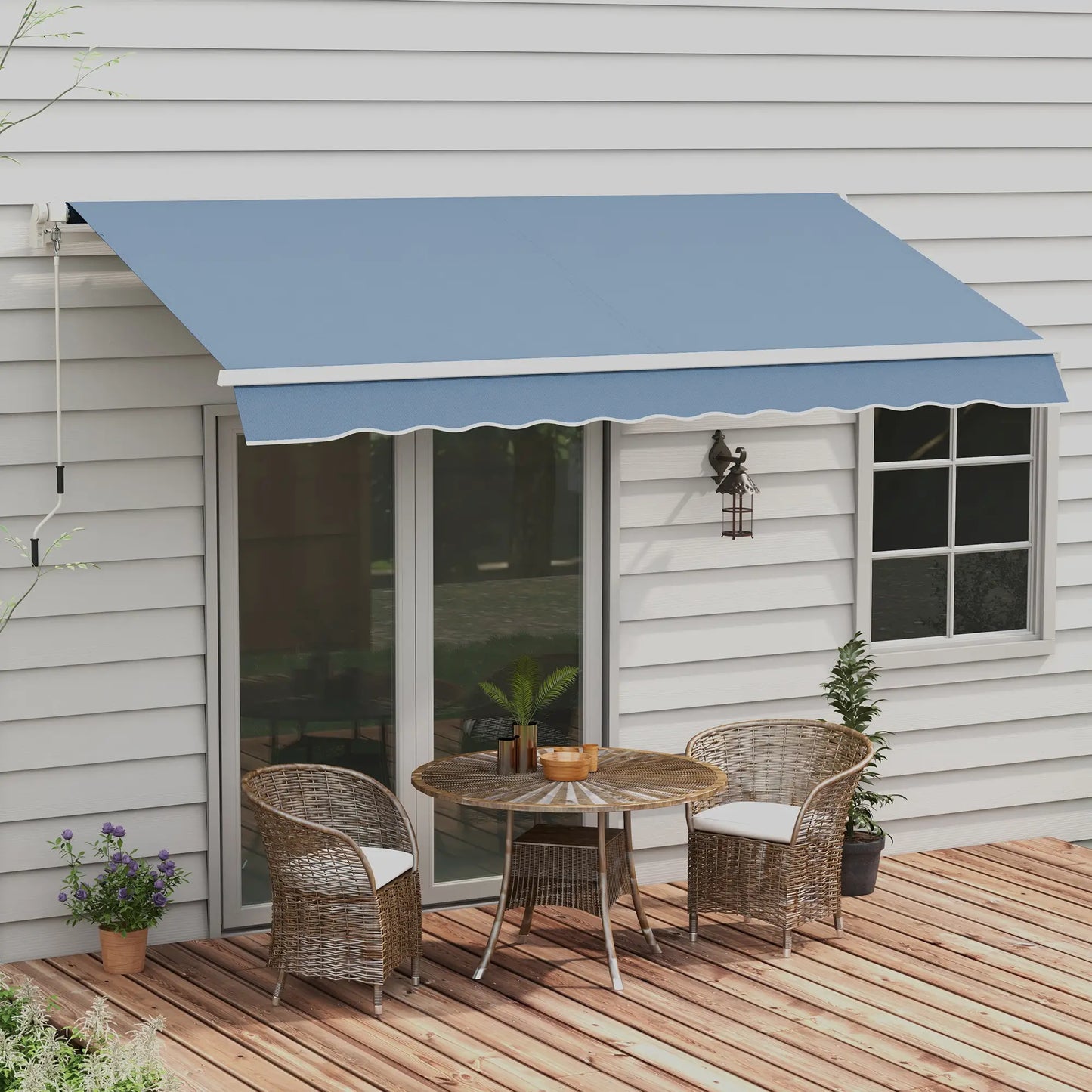 12' x 10' Manual Retractable Awning, Adjustable Sunshade Shelter, Light Grey Patio Awnings at Gallery Canada