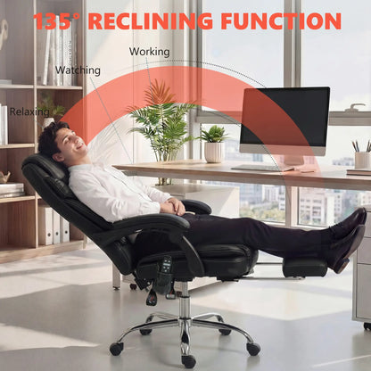 6 Point Vibration Massage Office Chair, PU Leather, Heated, Black Massage Chairs at Gallery Canada