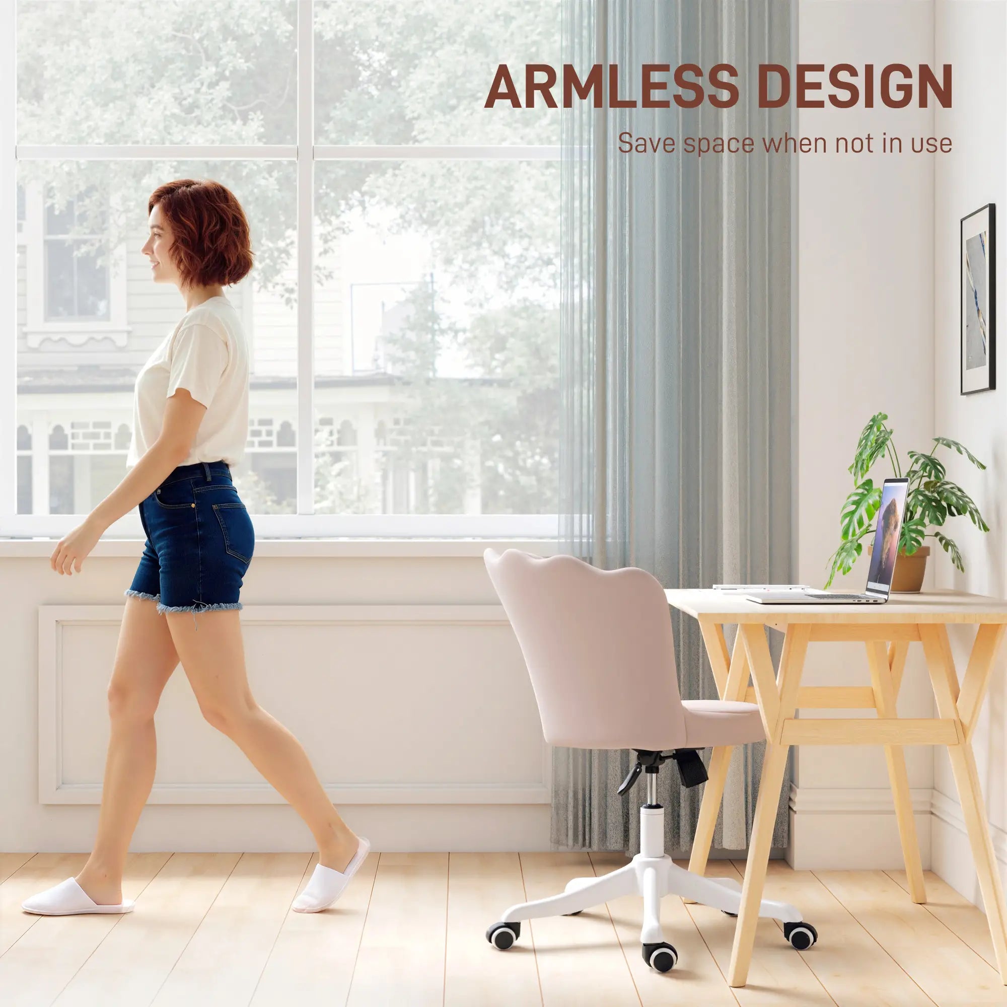 Armless Adjustable Swivel Desk Office Chair, Pink Task Chairs at Gallery Canada