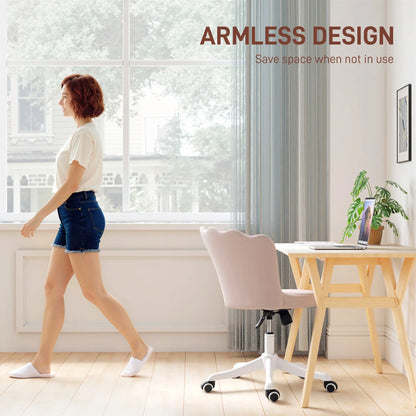 Armless Adjustable Swivel Desk Office Chair, Pink Task Chairs at Gallery Canada