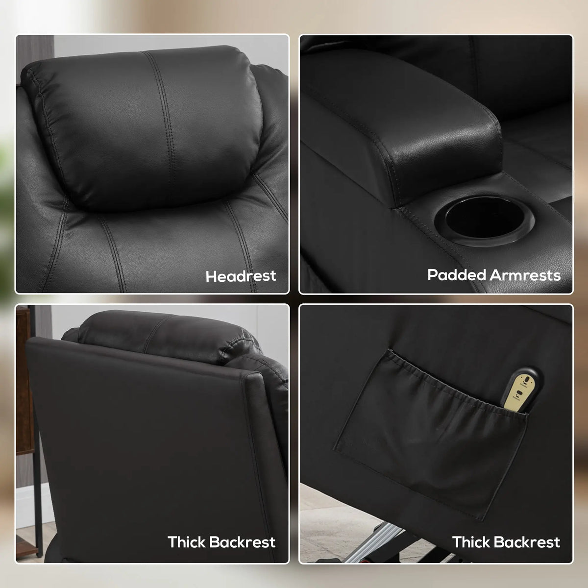 Power Lift Recliner Chair for Elderly, PU Leather, Black Electric Power Lift Chairs at Gallery Canada