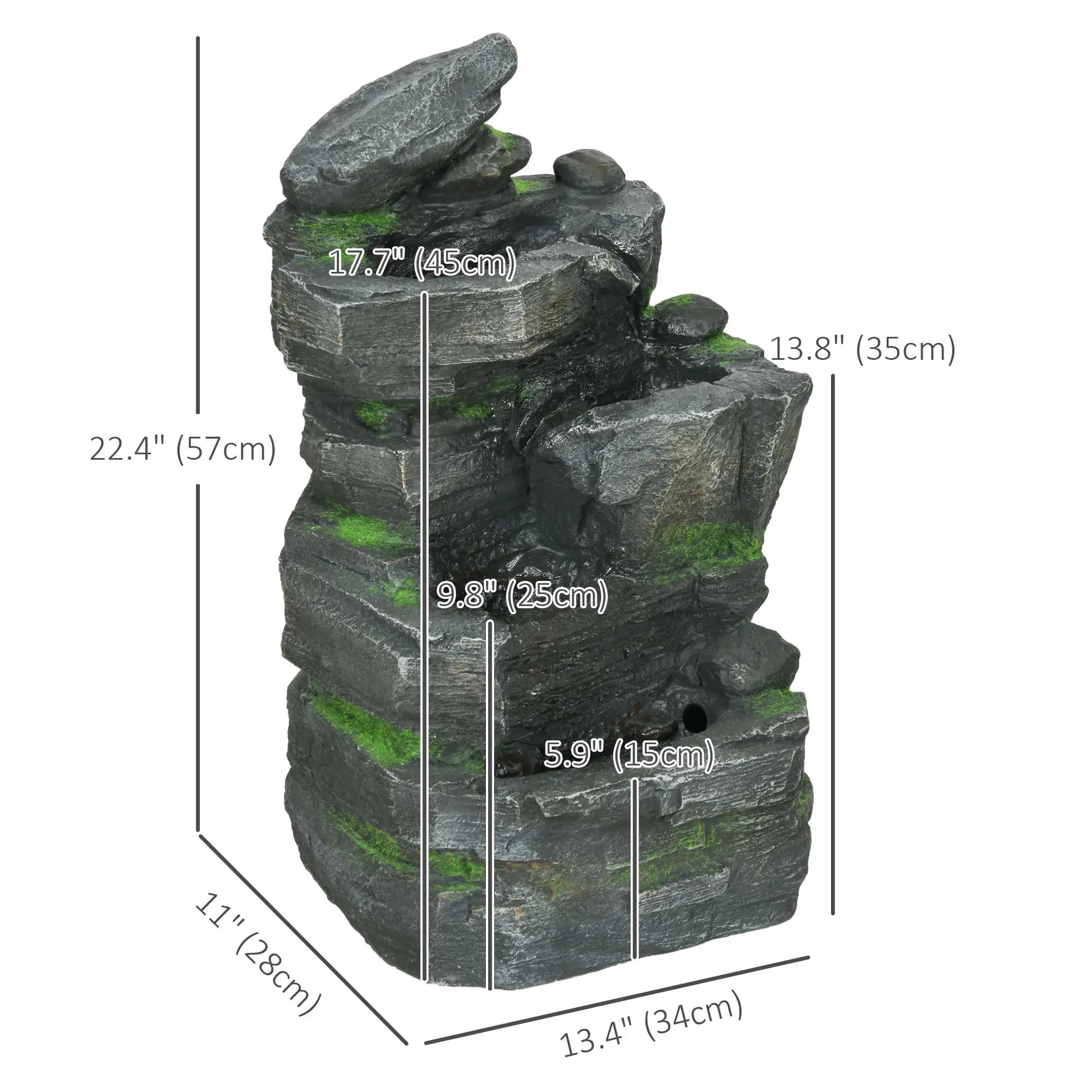 4-Tier Outdoor Water Fountain, LED Lights, Adjustable Flow, 22.4-inch Resin Water Fountains at Gallery Canada