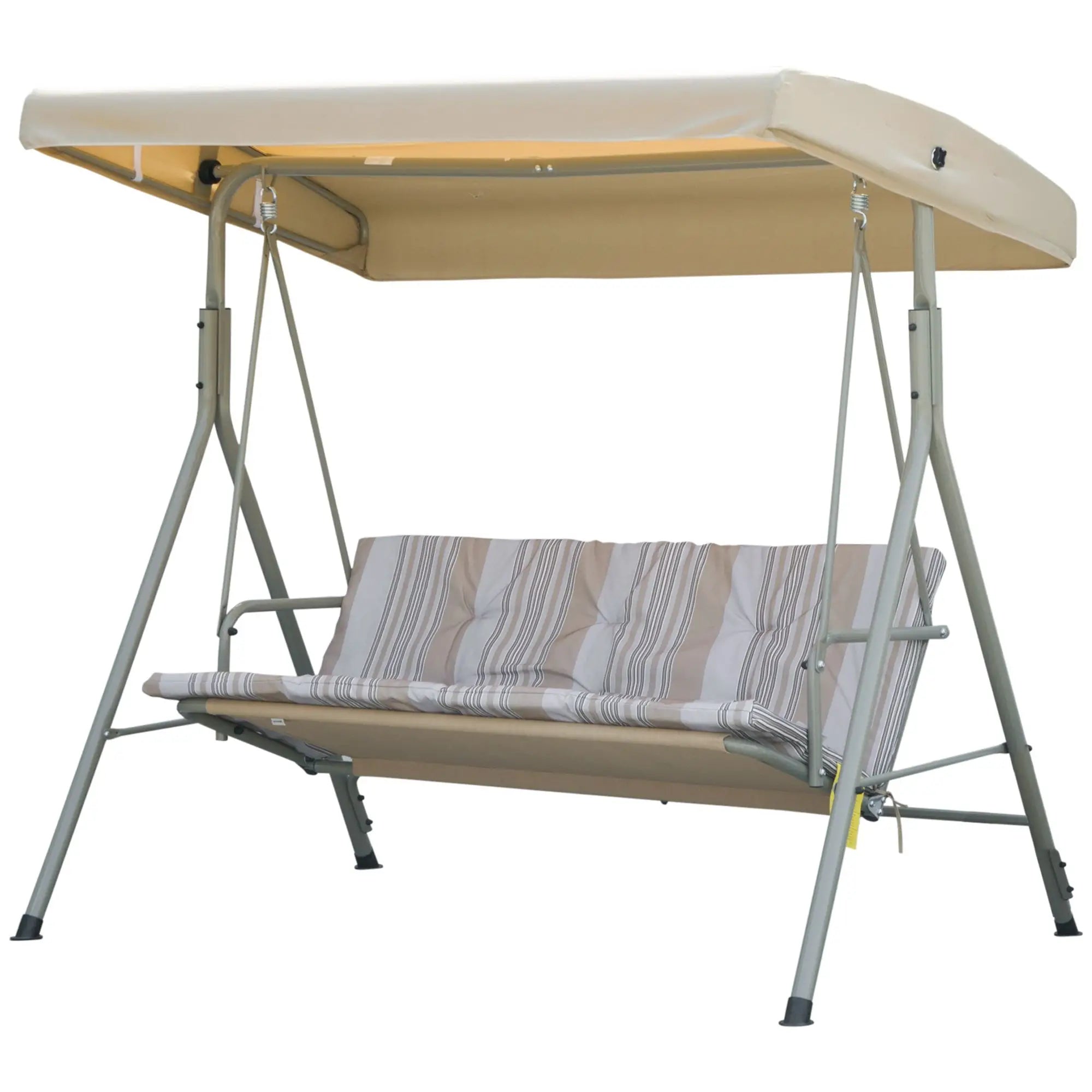 3-Seat Patio Swing Chair, Adjustable Canopy, Light Brown Patio Swings with Stand Light Brown at Gallery Canada