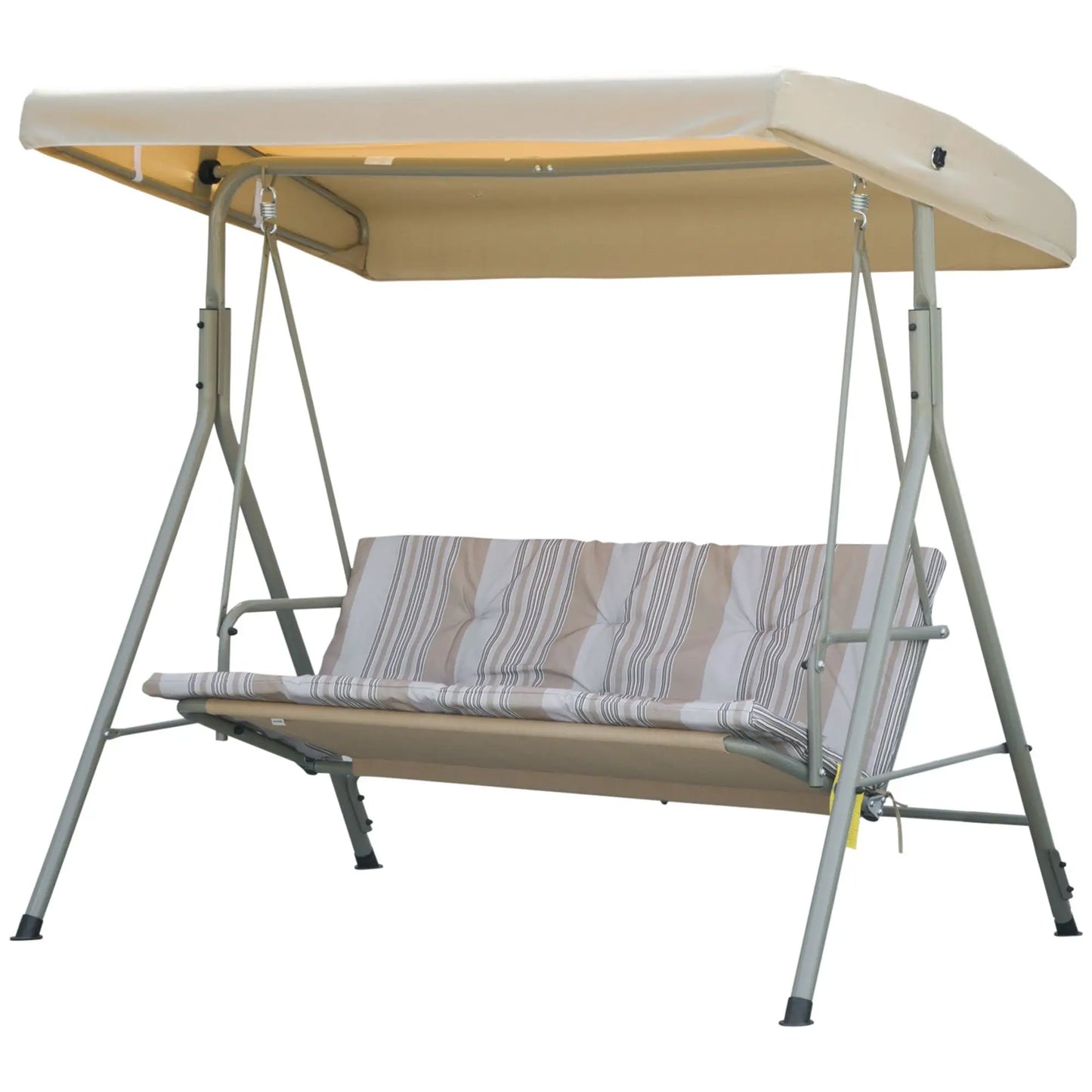 3-Seat Patio Swing Chair, Adjustable Canopy, Light Brown Patio Swings with Stand Light Brown at Gallery Canada