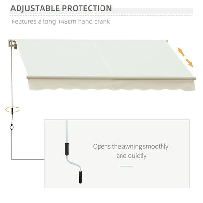 10' x 8' Manual Retractable Awning, Sun Shade Canopy, Aluminum Frame, UV Protection, Cream White Deck Awnings at Gallery Canada