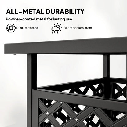22" Outdoor Coffee Table, Metal Top, Slatted, Black Patio Side Tables at Gallery Canada