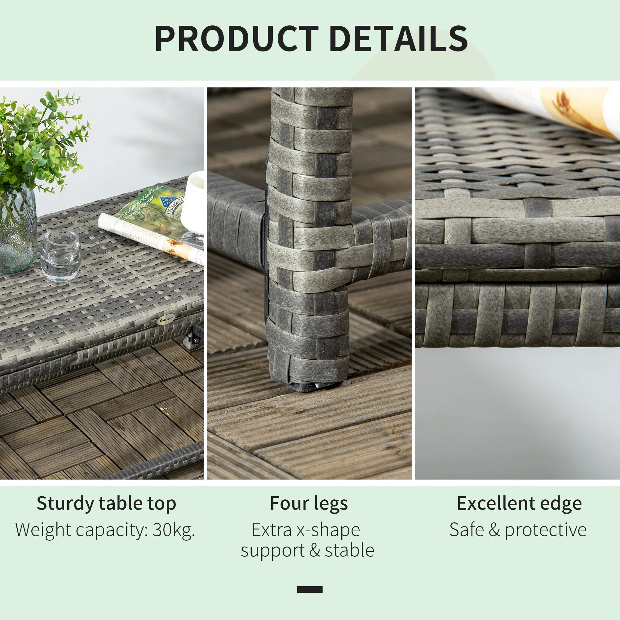 Patio Rattan End Table, Outdoor Side Table, Woven Top, Mixed Grey, Grey Patio Side Tables at Gallery Canada